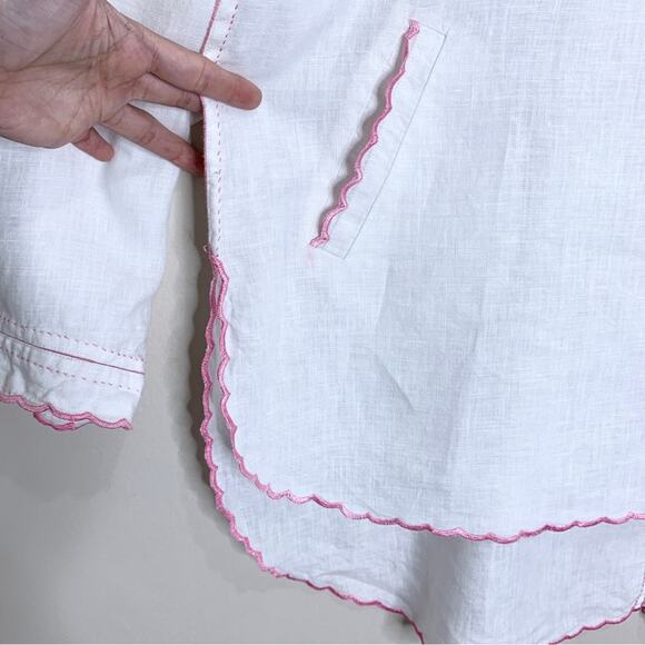 Natasha Zinko Linen Embroidered Beaded Tunic (Sz FR 40 / US 8) White / Pink - Picture 11 of 16